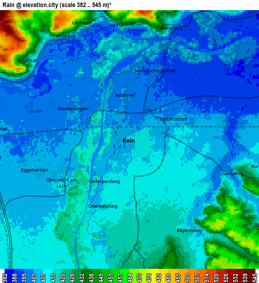 Zoom OUT 2x Rain, Germany elevation map