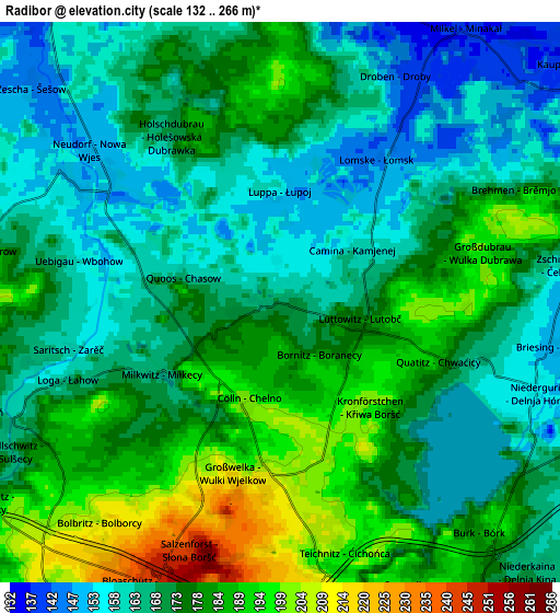 Zoom OUT 2x Radibor, Germany elevation map