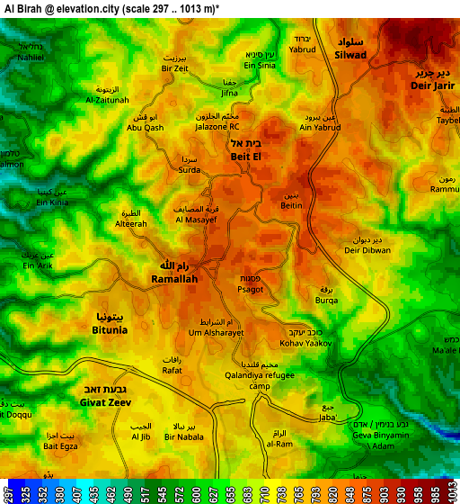 Zoom OUT 2x Al Bīrah, Palestinian Territory elevation map