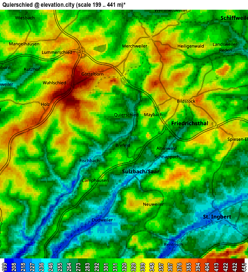 Zoom OUT 2x Quierschied, Germany elevation map