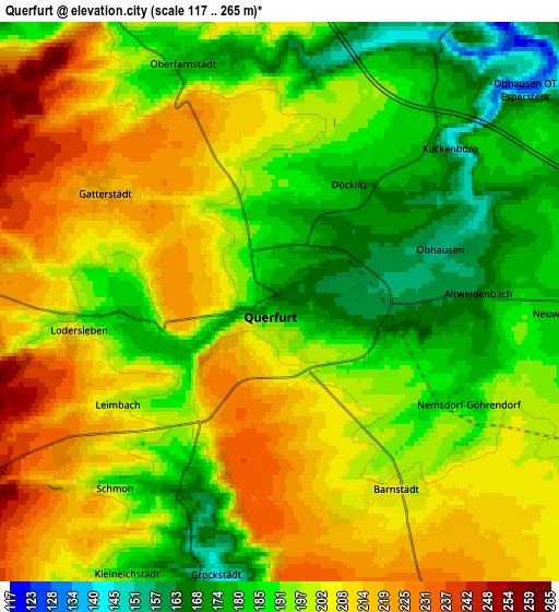 Zoom OUT 2x Querfurt, Germany elevation map