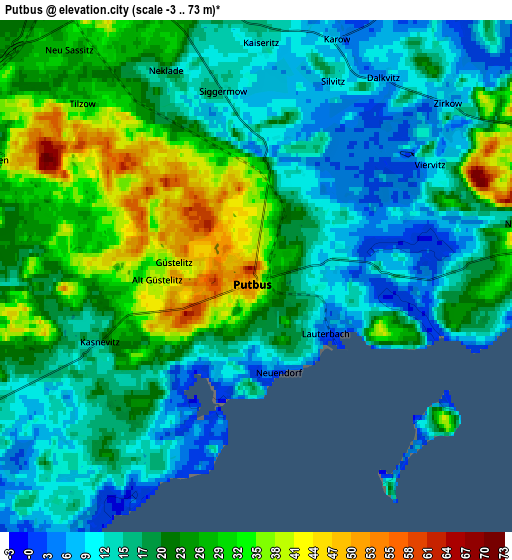 Zoom OUT 2x Putbus, Germany elevation map