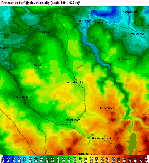 Zoom OUT 2x Pretzschendorf, Germany elevation map