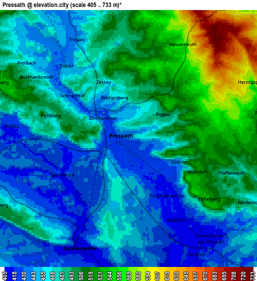 Zoom OUT 2x Pressath, Germany elevation map