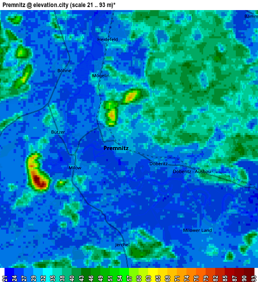 Zoom OUT 2x Premnitz, Germany elevation map