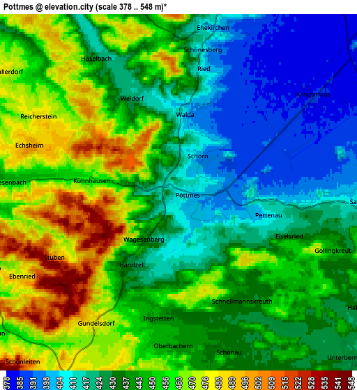 Zoom OUT 2x Pöttmes, Germany elevation map