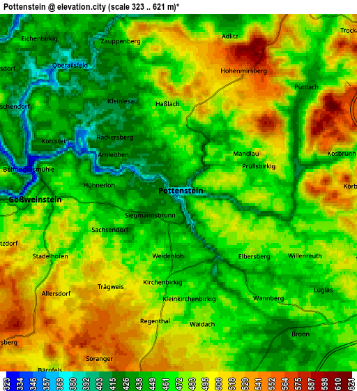 Zoom OUT 2x Pottenstein, Germany elevation map