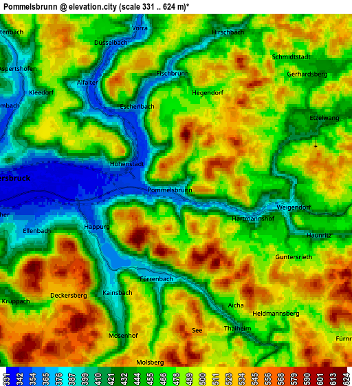 Zoom OUT 2x Pommelsbrunn, Germany elevation map