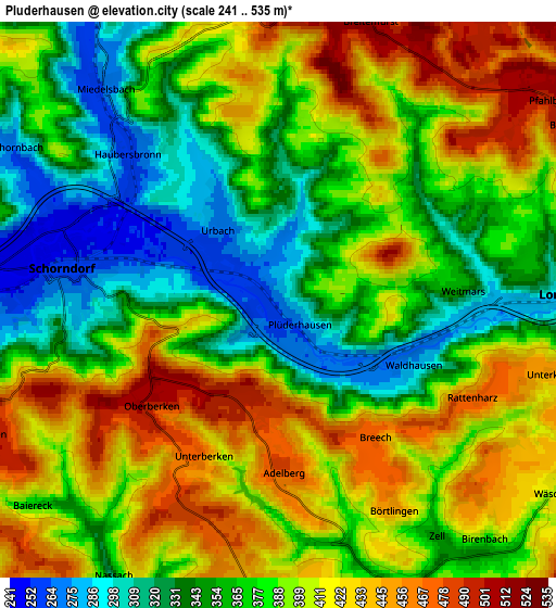 Zoom OUT 2x Plüderhausen, Germany elevation map