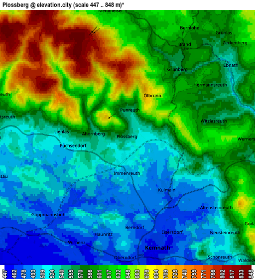 Zoom OUT 2x Plößberg, Germany elevation map