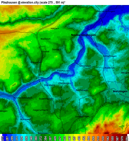 Zoom OUT 2x Pliezhausen, Germany elevation map