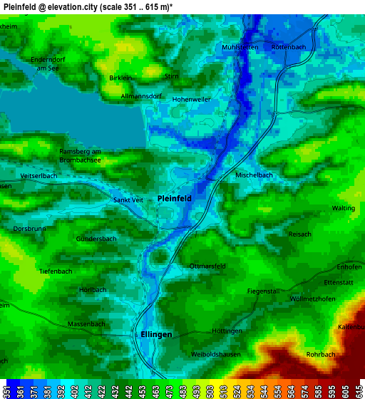 Zoom OUT 2x Pleinfeld, Germany elevation map