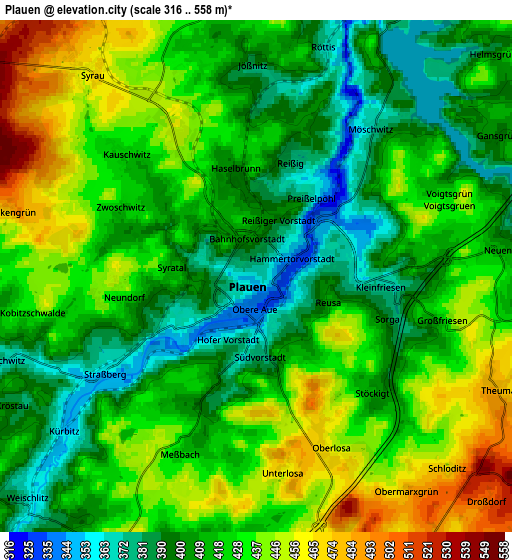 Zoom OUT 2x Plauen, Germany elevation map