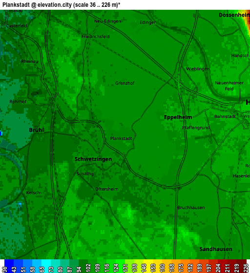 Zoom OUT 2x Plankstadt, Germany elevation map