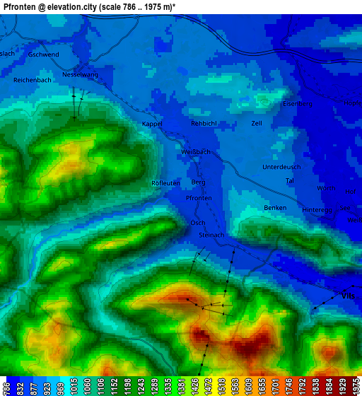 Zoom OUT 2x Pfronten, Germany elevation map