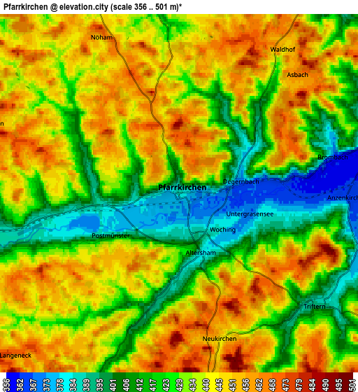 Zoom OUT 2x Pfarrkirchen, Germany elevation map