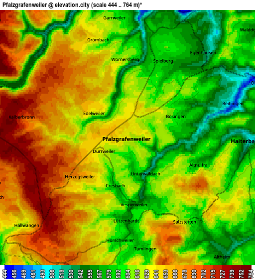 Zoom OUT 2x Pfalzgrafenweiler, Germany elevation map