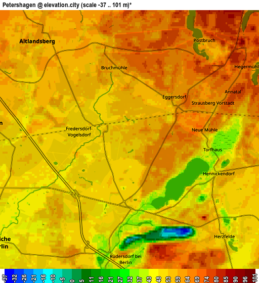 Zoom OUT 2x Petershagen, Germany elevation map