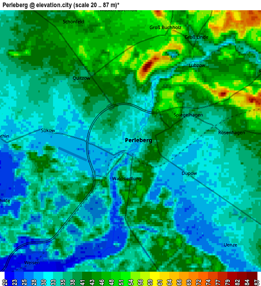 Zoom OUT 2x Perleberg, Germany elevation map