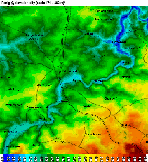 Zoom OUT 2x Penig, Germany elevation map