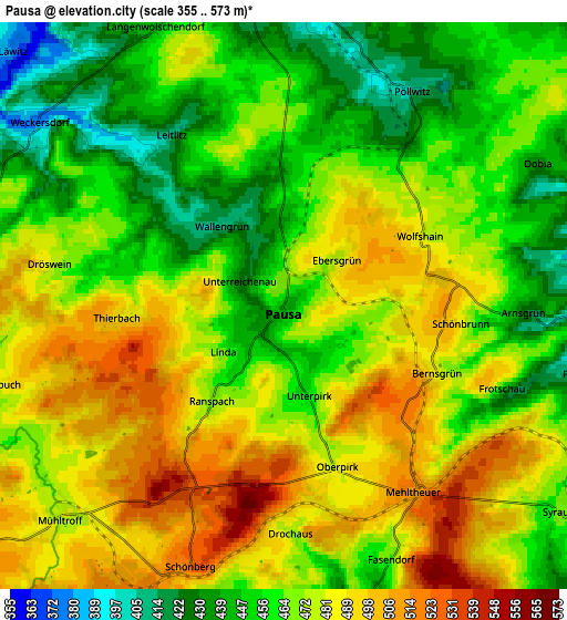 Zoom OUT 2x Pausa, Germany elevation map