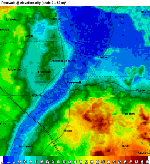 Zoom OUT 2x Pasewalk, Germany elevation map