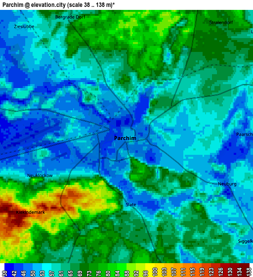 Zoom OUT 2x Parchim, Germany elevation map