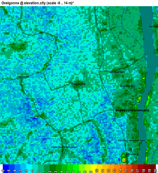 Zoom OUT 2x Ovelgönne, Germany elevation map