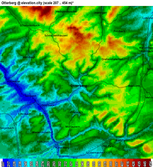 Zoom OUT 2x Otterberg, Germany elevation map