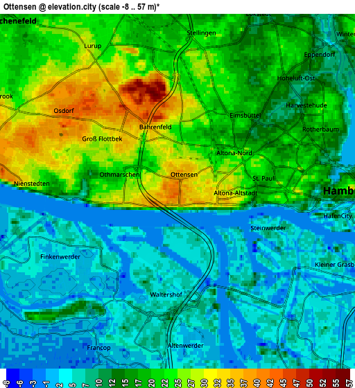 Zoom OUT 2x Ottensen, Germany elevation map