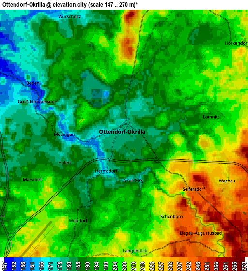 Zoom OUT 2x Ottendorf-Okrilla, Germany elevation map