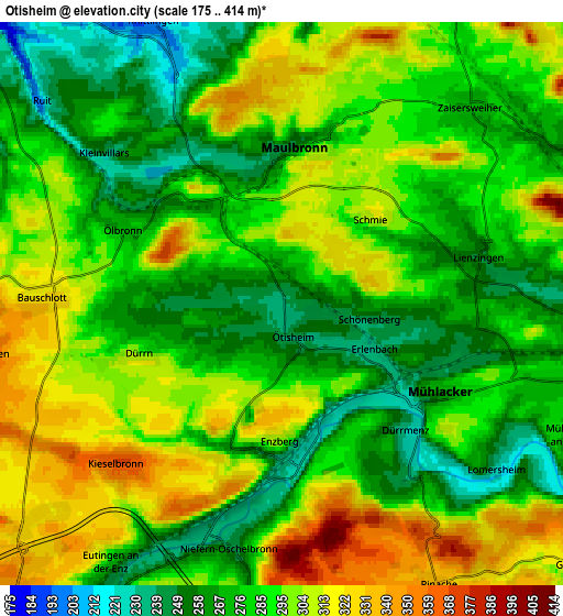 Zoom OUT 2x Ötisheim, Germany elevation map