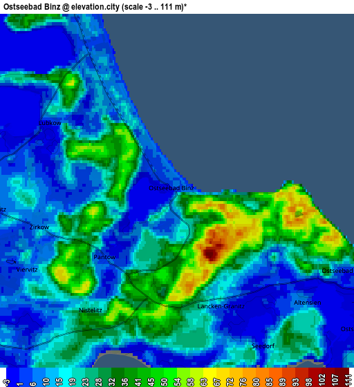 Zoom OUT 2x Ostseebad Binz, Germany elevation map