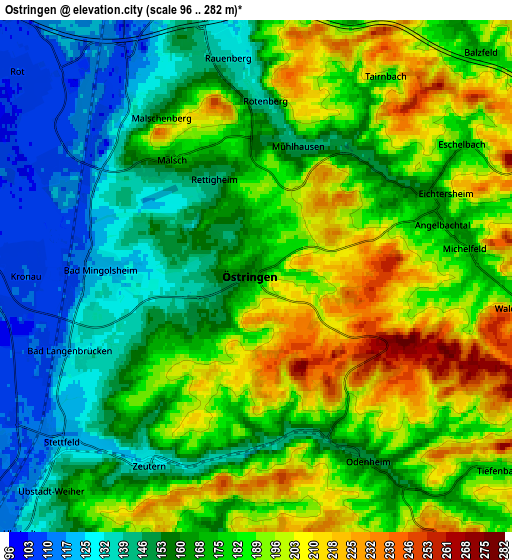 Zoom OUT 2x Östringen, Germany elevation map