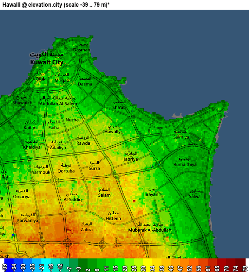 Zoom OUT 2x Ḩawallī, Kuwait elevation map