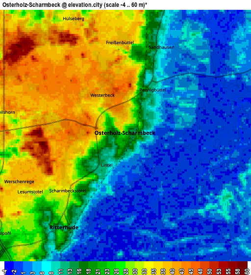 Zoom OUT 2x Osterholz-Scharmbeck, Germany elevation map