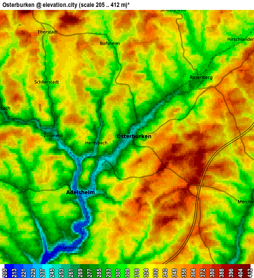 Zoom OUT 2x Osterburken, Germany elevation map