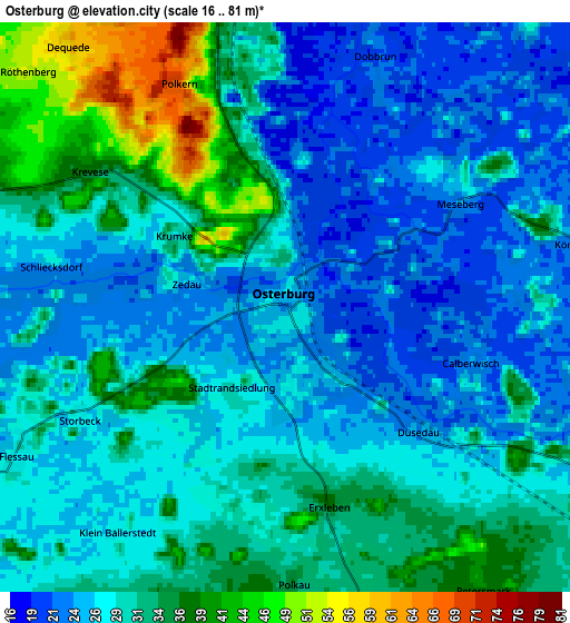 Zoom OUT 2x Osterburg, Germany elevation map