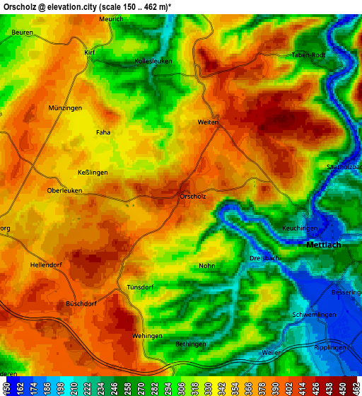 Zoom OUT 2x Orscholz, Germany elevation map