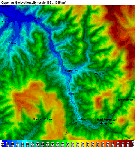 Zoom OUT 2x Oppenau, Germany elevation map