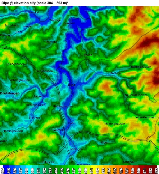 Zoom OUT 2x Olpe, Germany elevation map