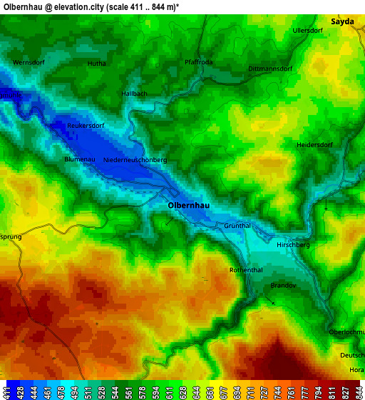 Zoom OUT 2x Olbernhau, Germany elevation map