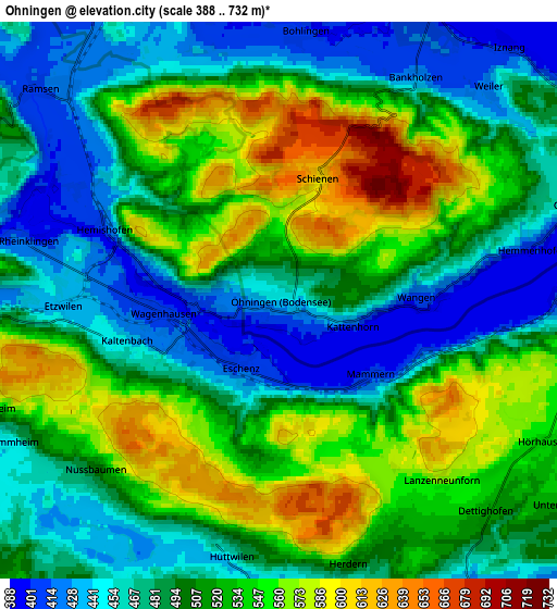 Zoom OUT 2x Öhningen, Germany elevation map