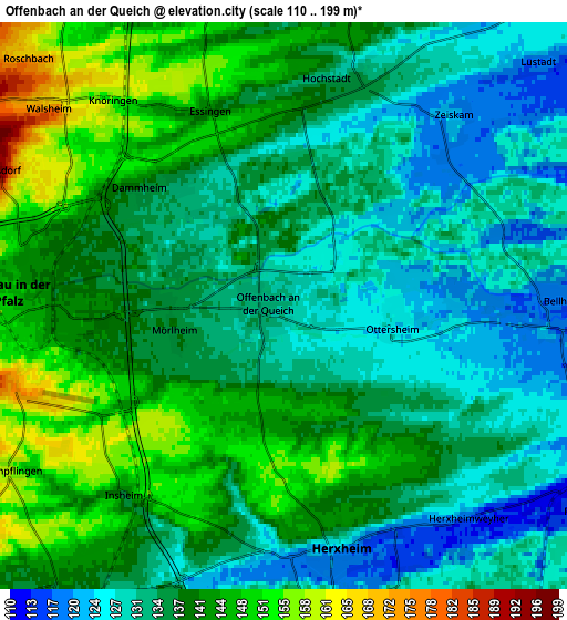 Zoom OUT 2x Offenbach an der Queich, Germany elevation map
