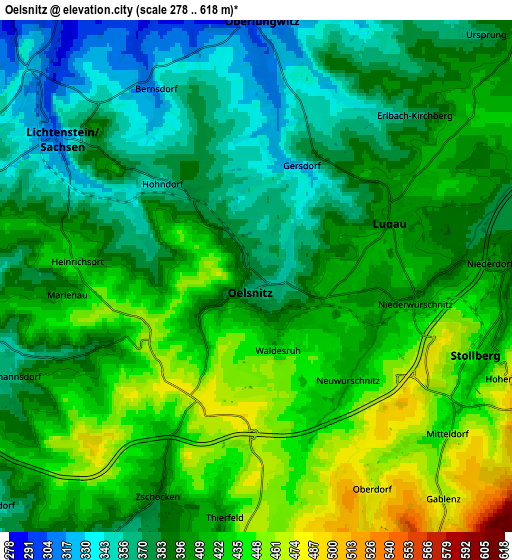 Zoom OUT 2x Oelsnitz, Germany elevation map