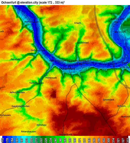 Zoom OUT 2x Ochsenfurt, Germany elevation map