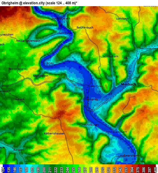 Zoom OUT 2x Obrigheim, Germany elevation map