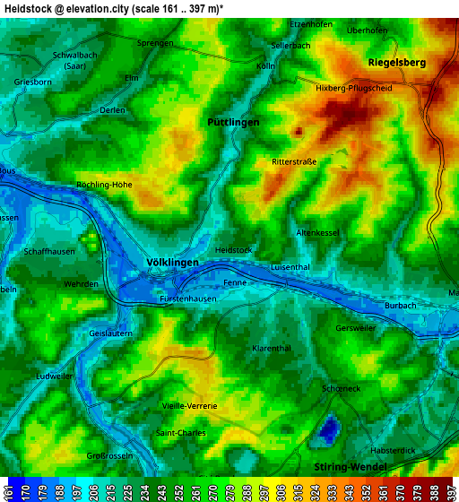 Zoom OUT 2x Heidstock, Germany elevation map
