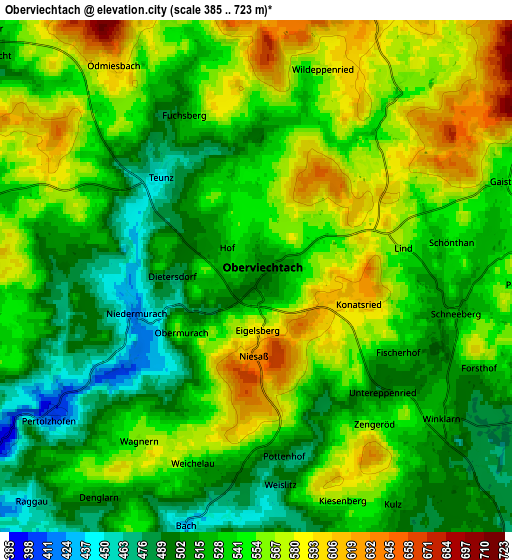 Zoom OUT 2x Oberviechtach, Germany elevation map