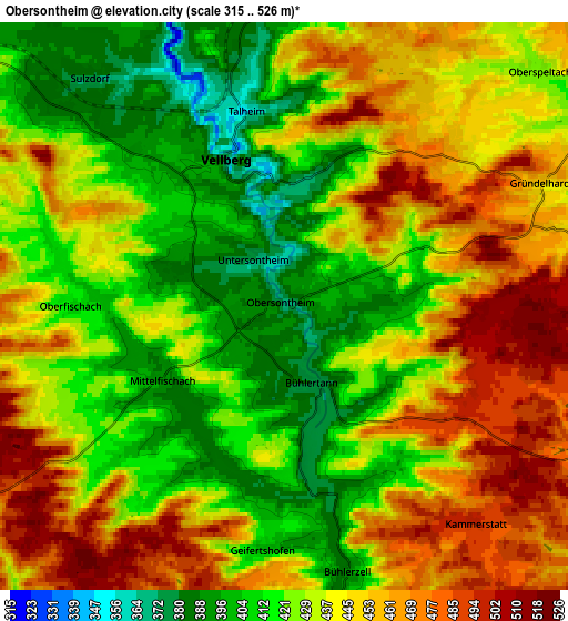 Zoom OUT 2x Obersontheim, Germany elevation map